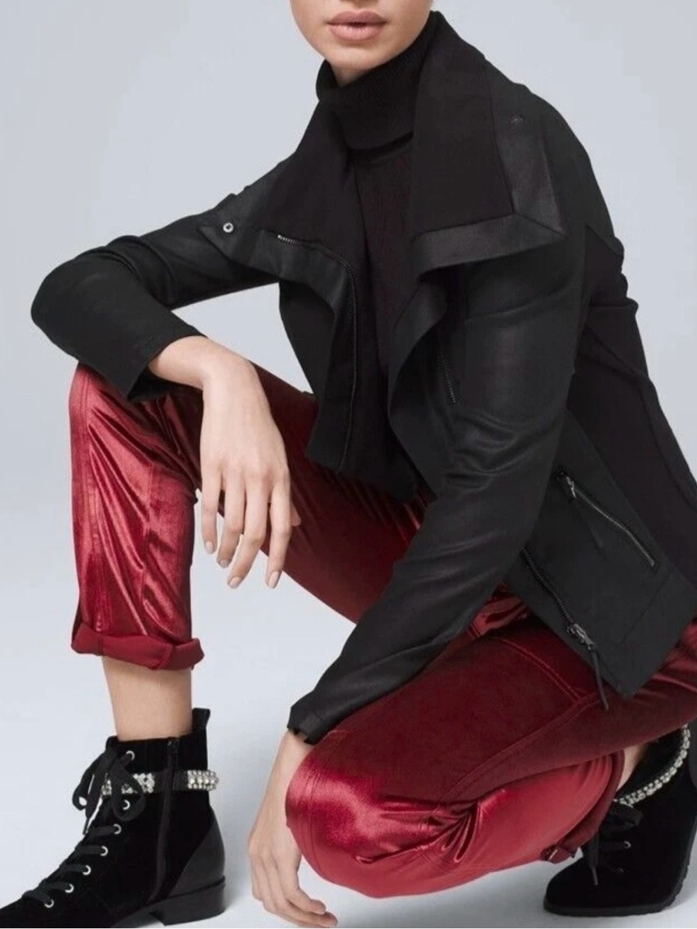 White House Black Market The Straight Ankle Wine Color Velvet Utility Style Pant